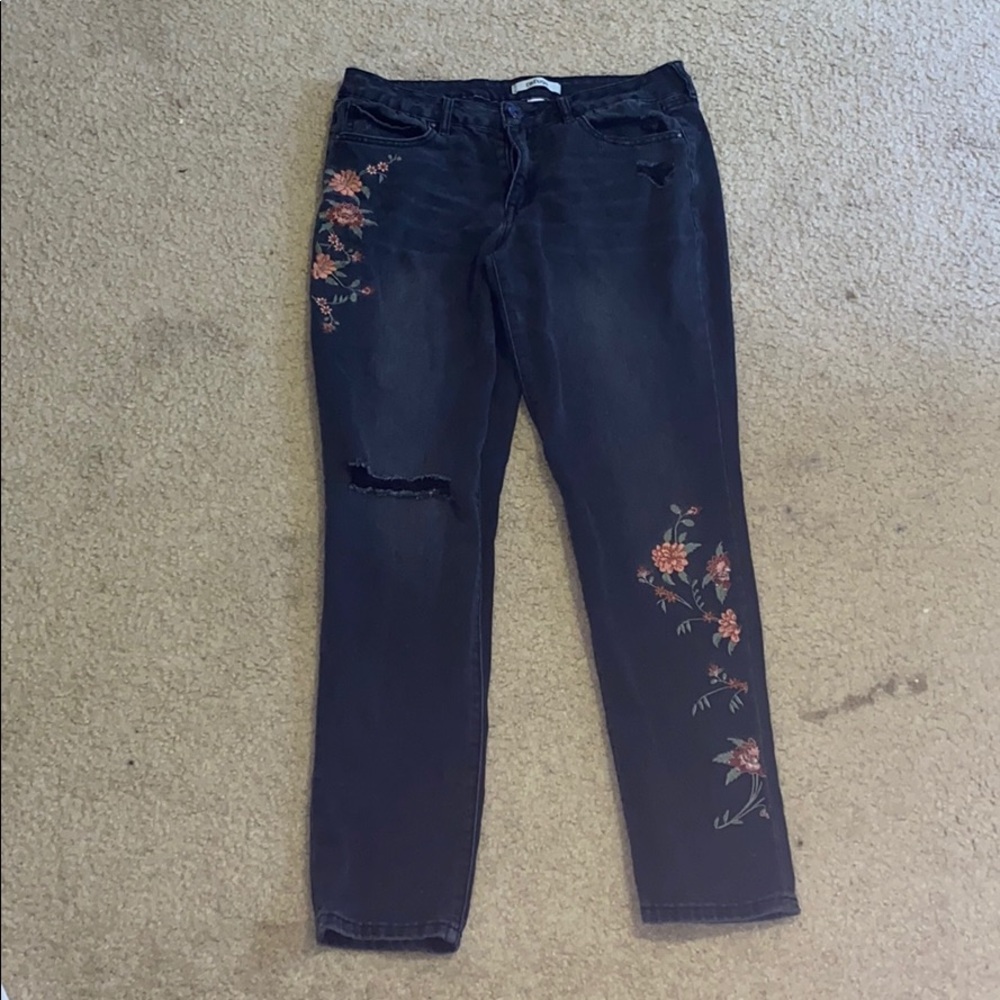 Ripped, Flowered Jeans